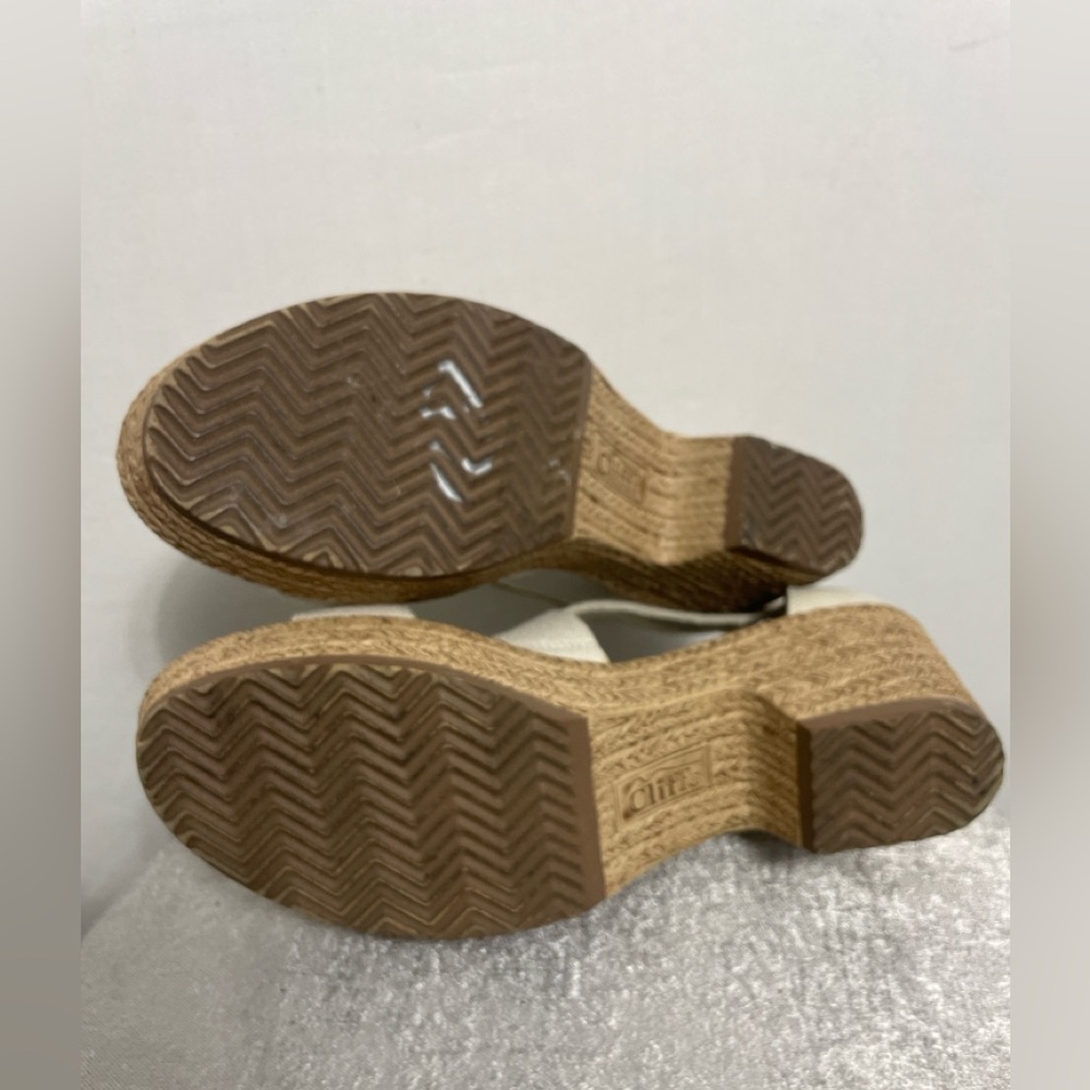 CliffsbyWhiteMountain Blake Beige ElasticCross Strap Wedge SandalsSize 9.5M(B11🤩 - Picture 7 of 9